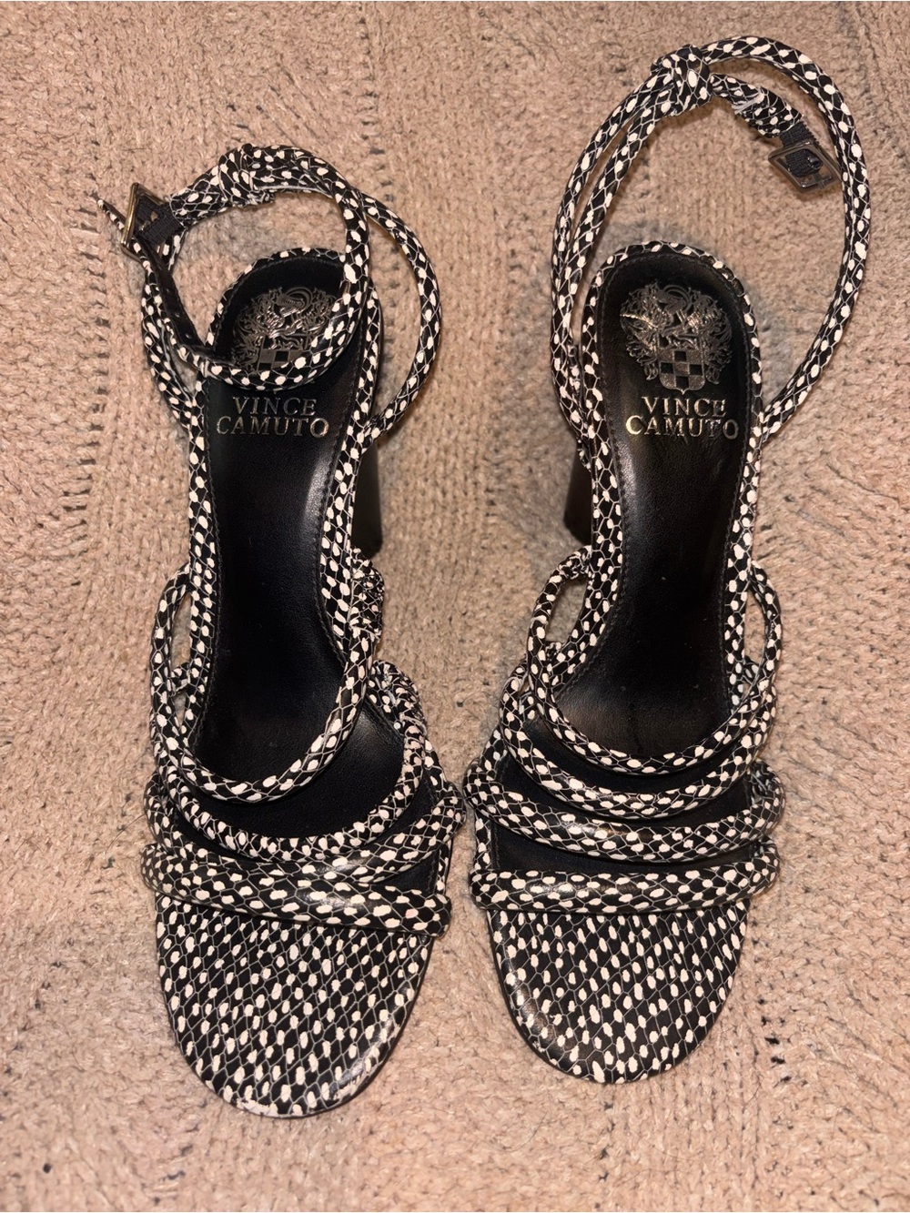Vince Camuto Kamiana Snake Print Strappy Heels Sandals Size 7M US